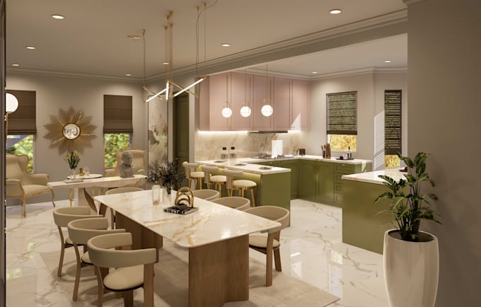 design airbnb apartment interior with realistic 3d render