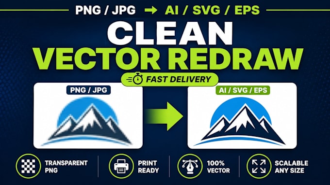 manually redraw your logo to vector ai svg eps files