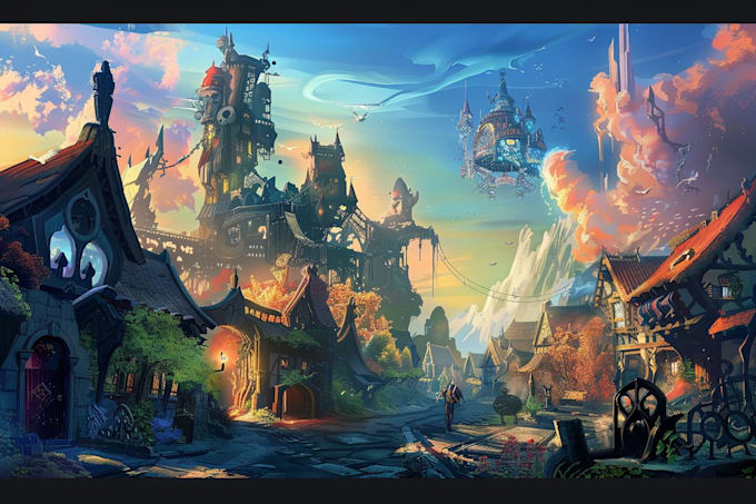 do 2d game concept art background and environment game art