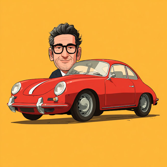 draw your car into vector cartoon portrait