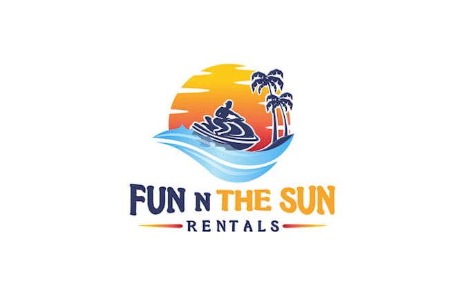design elegant fun sun beach travels logo