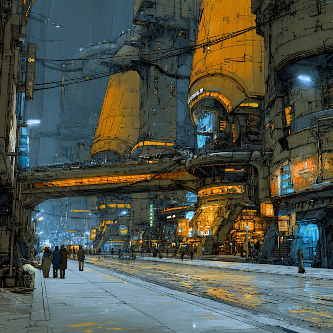 Draw futuristic cyberpunk city or background concept art by Hedgosh ...