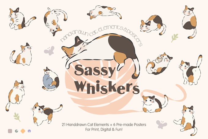 draw cute vector elements in pastel or vintage style