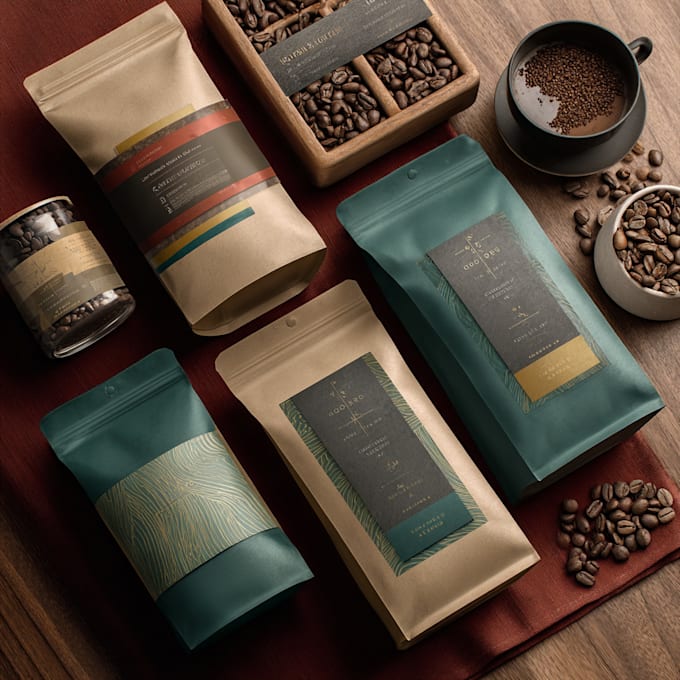design a creative food product packaging, pouch, box design