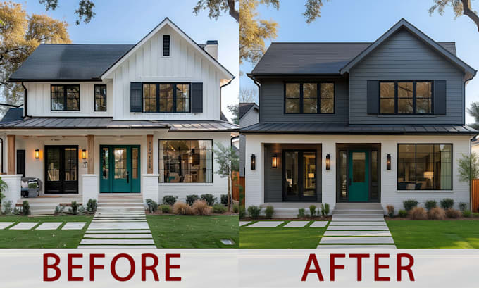 redesign and render your modern house exterior facade
