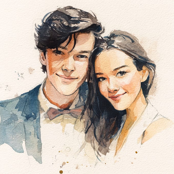 draw custom couple portrait, family portrait watercolor