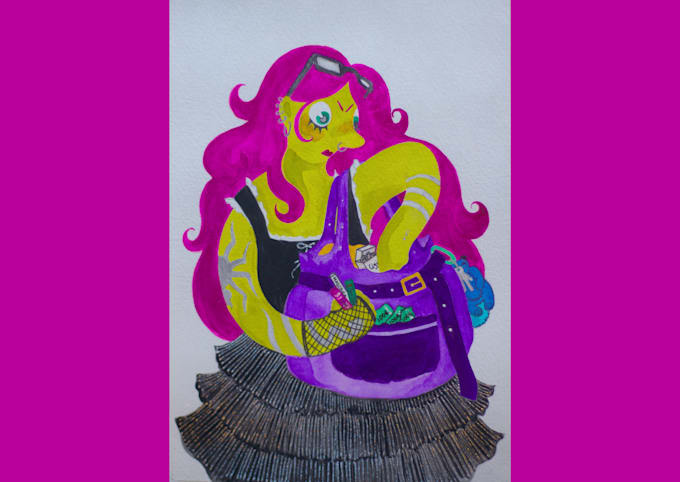 paint a feral, unhinged watercolor character of you