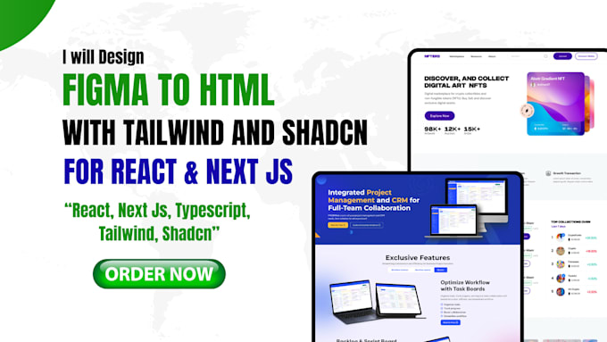 do custom website with react  and tailwind css from figma, psd