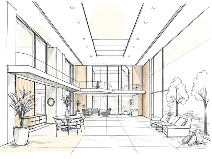sketch interior and exterior architectural designs
