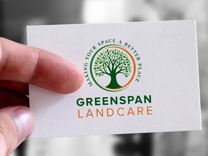 do tree care,grass trimming, lawn care, landscape logo