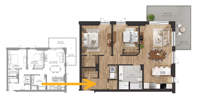 do professional an amazing 2,5d floor plan render