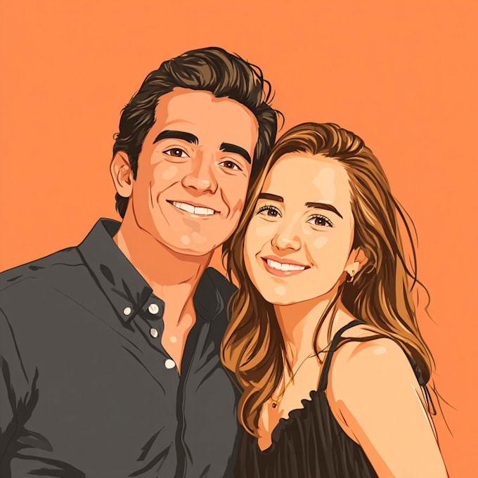 illustrate a vintage couple portrait