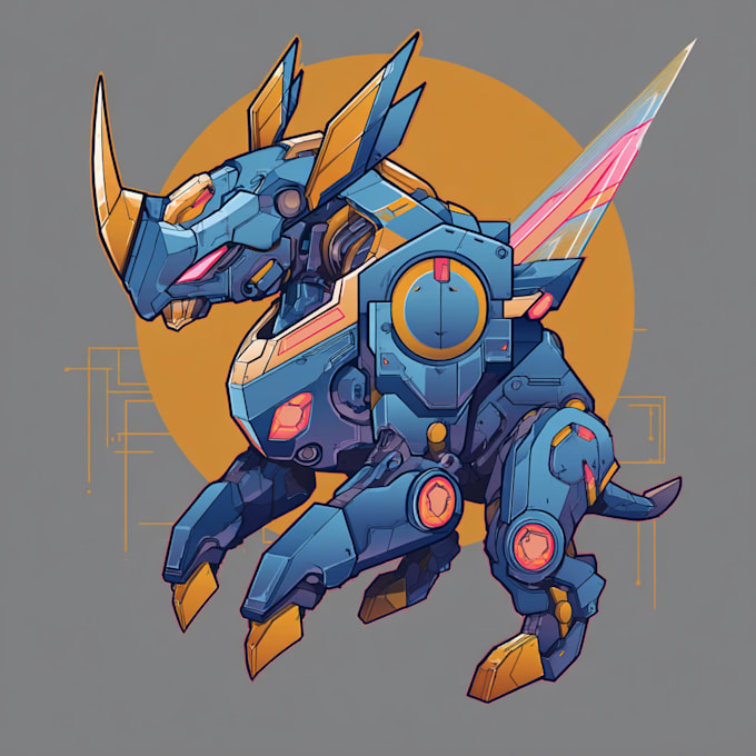 design mecha robot mascot logo with express delivery