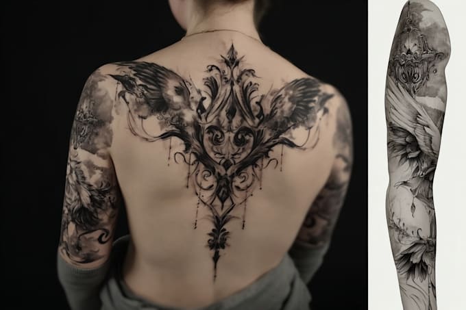 create sleeve tattoo design in geometric style