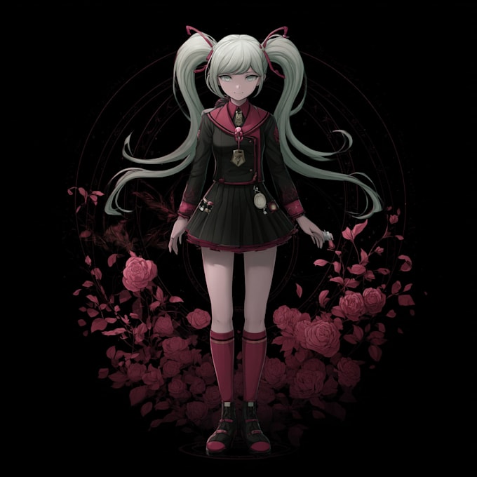 illustrate danganronpa characters in dramatic anime style