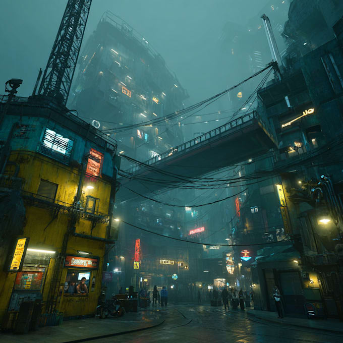 Make a futuristic cyberpunk city or background concept art illustration ...