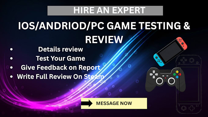 suggest, test and review your game no steam or another platform on PC ios androi