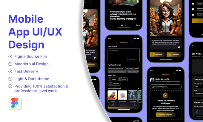design modern mobile app UI UX in figma