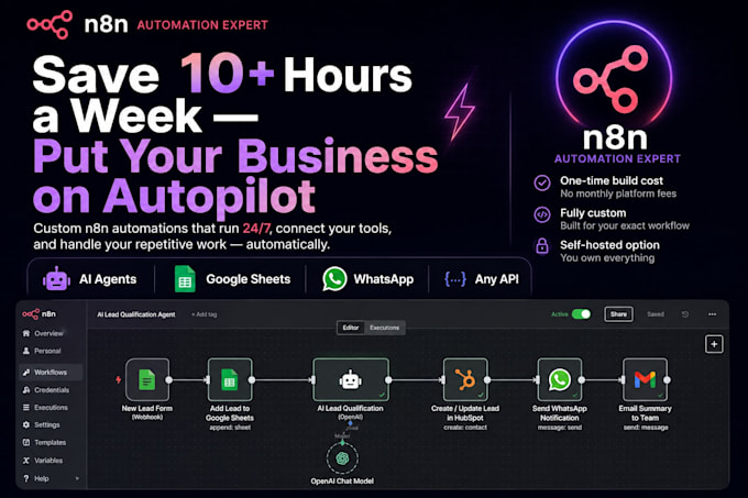 automate tasks using n8n, ai agent, google sheets and api