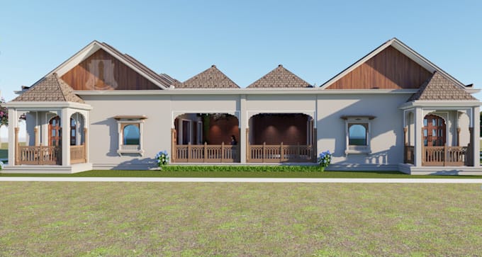 remodel luxurious apartment, villa exterior rendering, balcony, roof design,vray