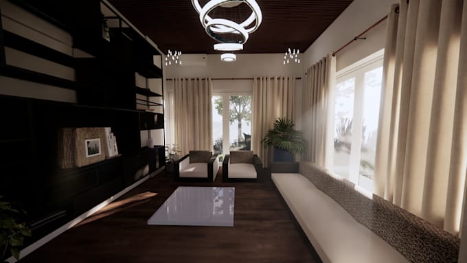 create 3d interior rendering with mood and style