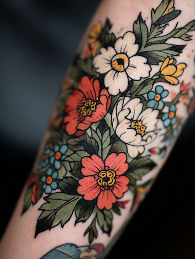 create sleeve tattoo design in geometric style