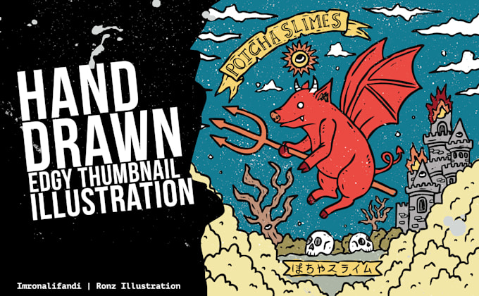 create hand drawn edgy illustrations for youtube thumbnails