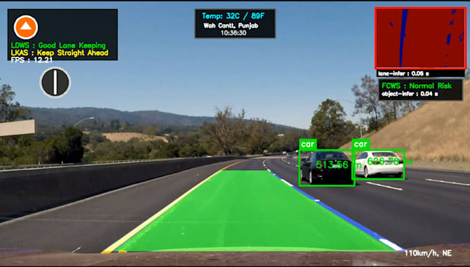 build adas lane detection  alerts using yolo opencv