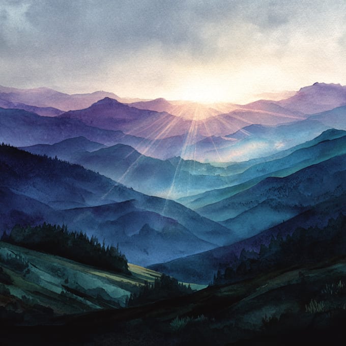 draw a watercolor landscape illustration