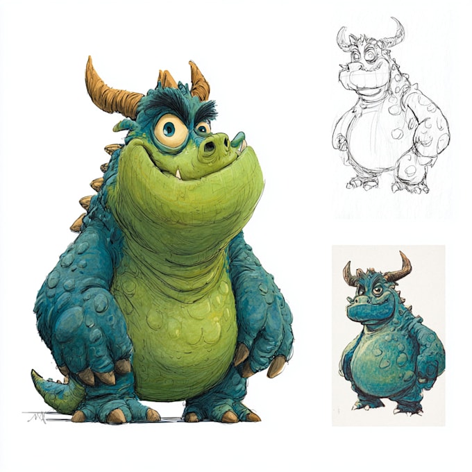 draw cartoon for character, monster, dragon