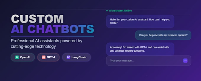develop custom ai chatbot for websites, apps and businesses