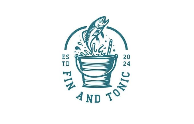 design awesome fin tonic boat logo