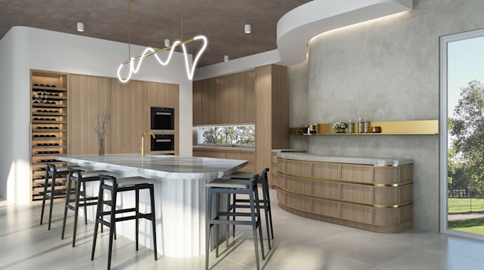 model render 3d kitchen remodel cabinet bath interior design 2d floorplan