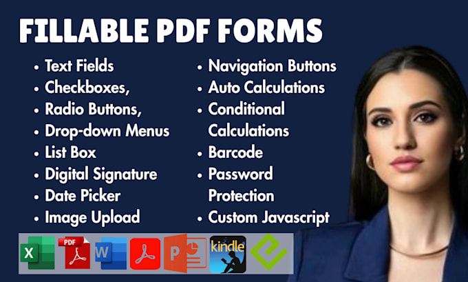 create fillable PDF forms from word, excel, interactive editable form, dropdown