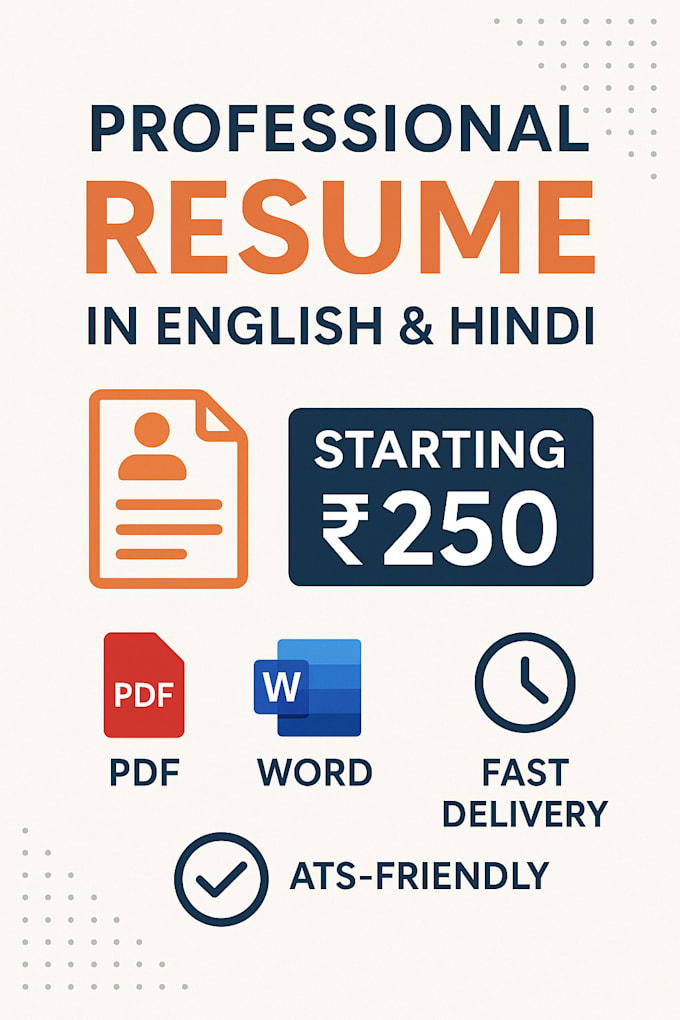 create a professional resume or CV in english or hindi