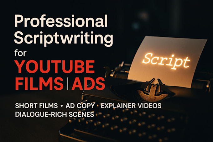 write cinematic scripts for short films, youtube or ads
