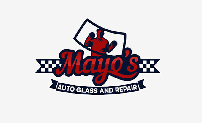 design powerful auto glass repair logo