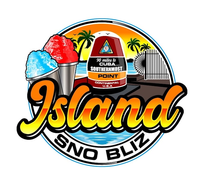 make a creative unique island sno bliz logo