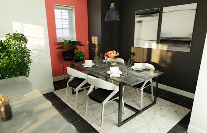 renovate 3d dining area,kitchen spaces,enscape render,furniture layout,interior