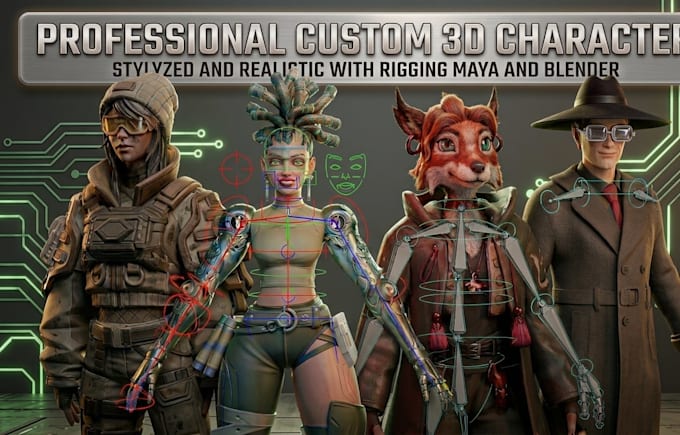 do 3d game character modeling and 3d rigging