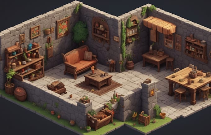 Pixel art tileset, indie-game-props, top-down-pixel-map-tileset, spiel ...