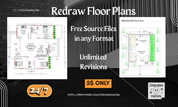 redraw floor plan for real estate agent in 6hours