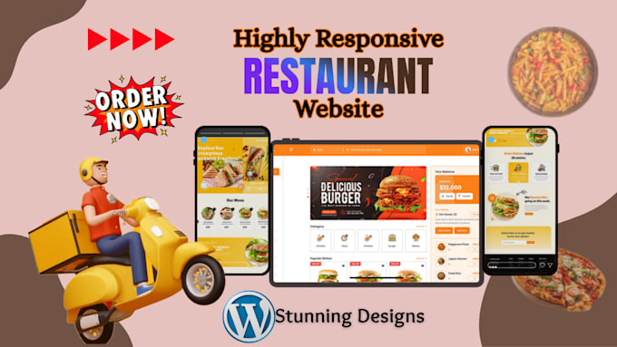 design restaurant website, food, cafe, restaurant menu wordpress website
