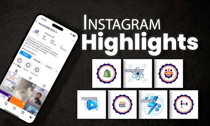 design a unique instagram story highlight icons in 24h feed