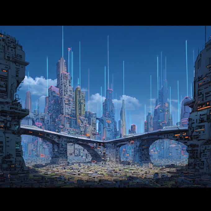 do futuristic cyberpunk city landscape or sci fi concept