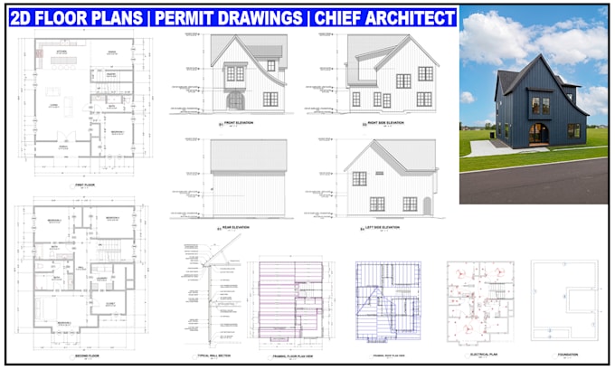 create architectural drawing, permit blueprint in chief architect very fast