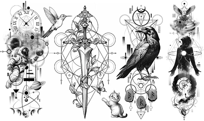create geometric, fine line or micro realism tattoo design