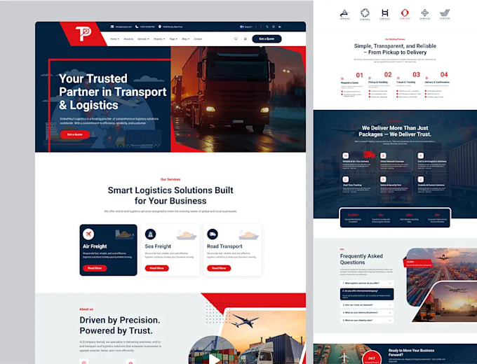 Design logistic trucking dispatch freight moving company website by ...