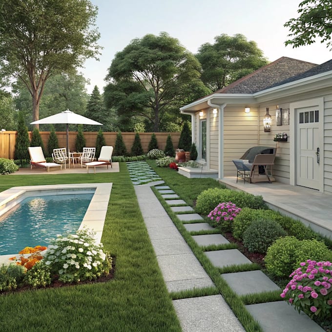 design front yards, backyards, swimming pool