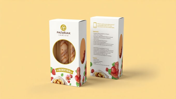 design a creative food product packaging, pouch, box design